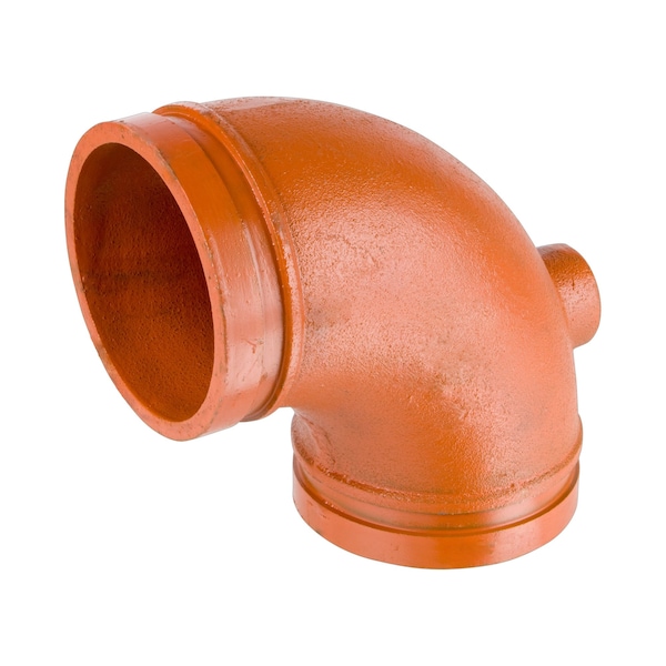 Usa Industrials Grooved Pipe Fitting - Ductile Iron Orange Enamel-Coated - Drain Elbow - 4 Grooved End ZUSA-PF-19849 - main